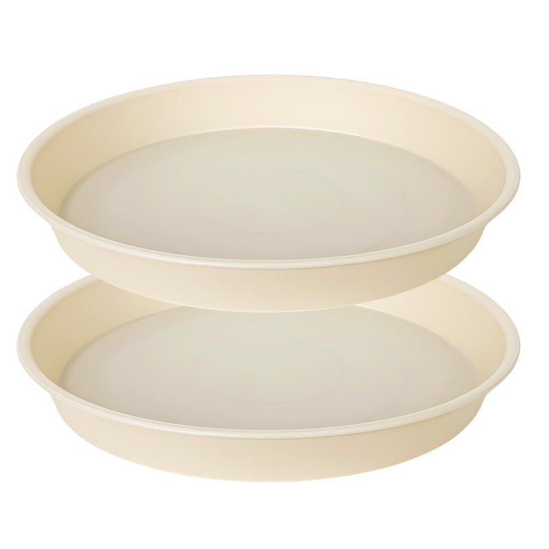 Bleuhome 2 Pack of Bird Bath Bowl 12""  1.6"" Depth  10 12 inch Birdbath Bowls Dish Only for The Garden  Large Plant Saucer (12""  Beige) - Image 1